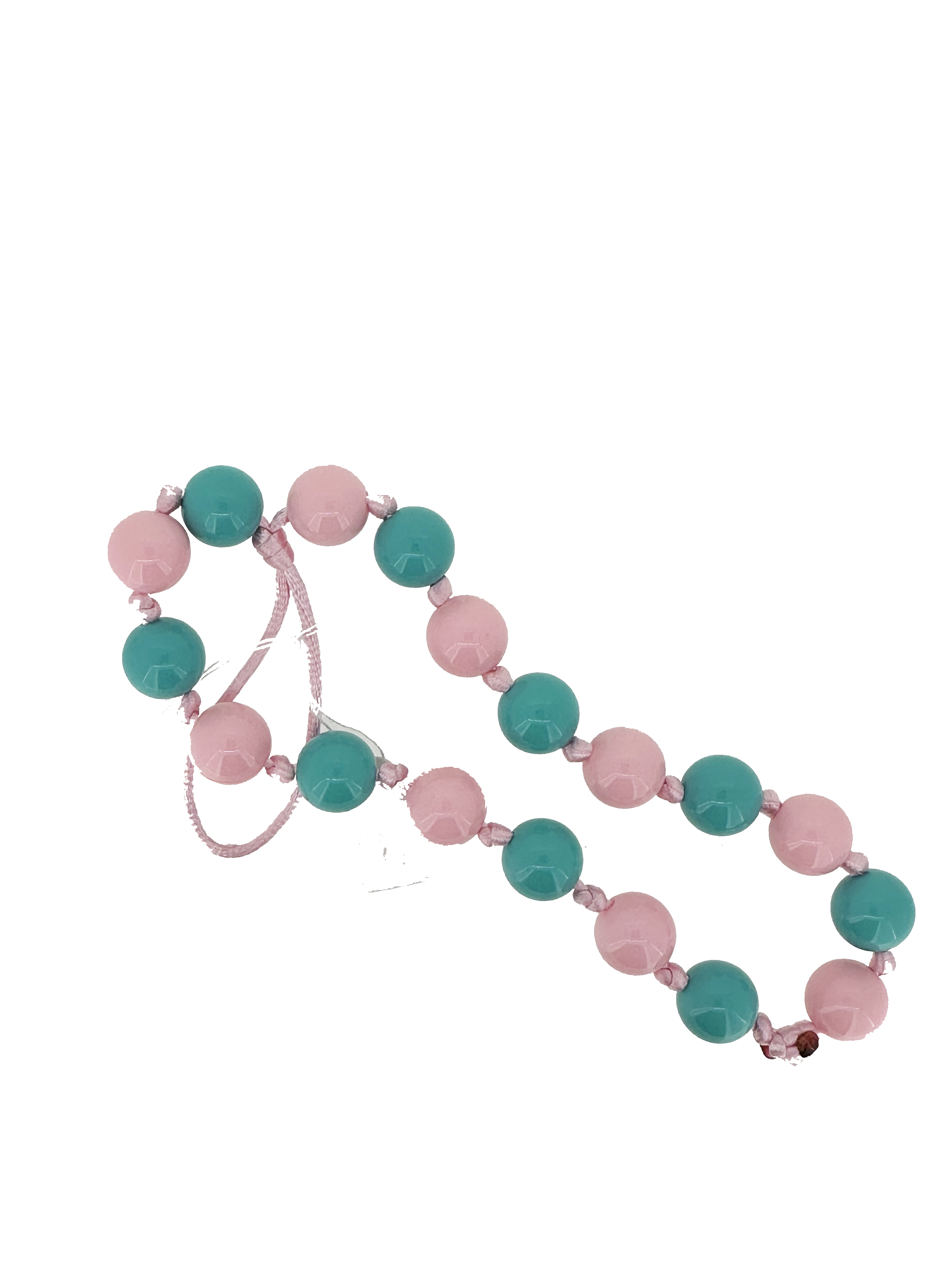 Bracciale porta telefono in perle rosa e tiffany