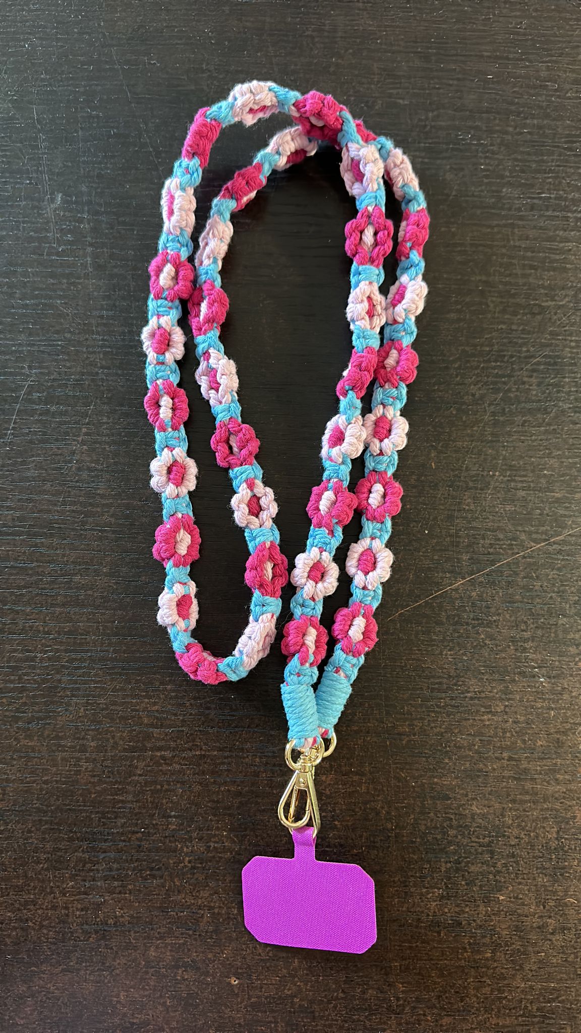 Collana/Tracolla porta telefono uncinetto fiori - Oppo