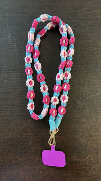 Collana/Tracolla porta telefono uncinetto fiori - Samsung