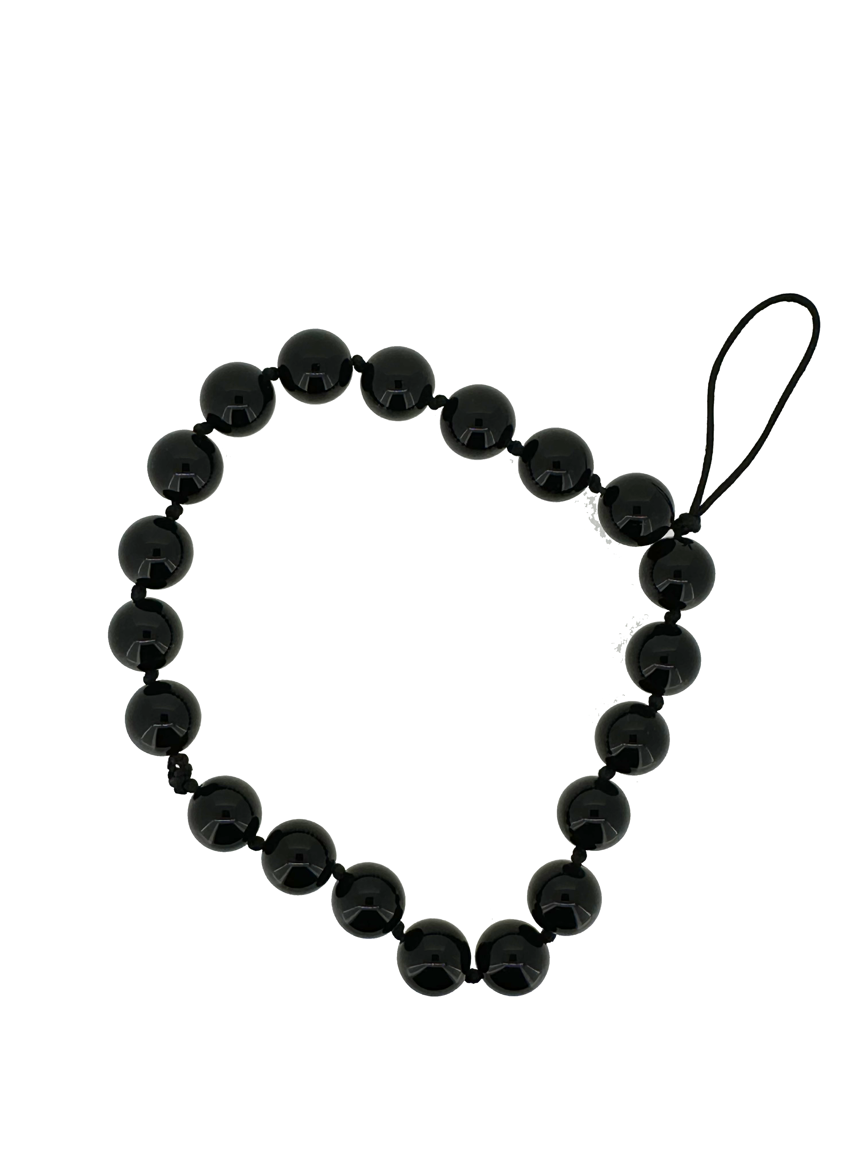 Bracciale porta telefono in perle nere - Oppo