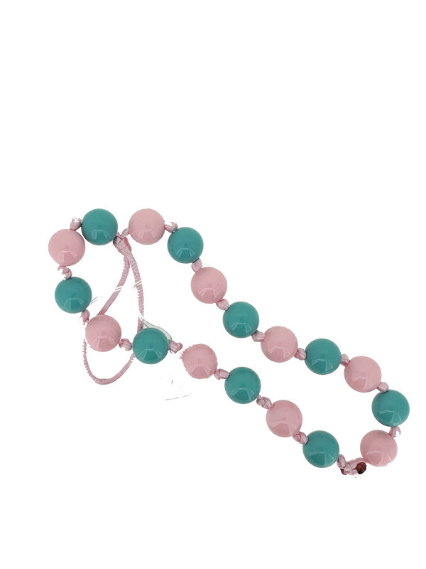 Bracciale porta telefono in perle rosa e tiffany