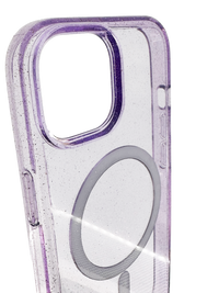 Cover Mag Safe trasparente lilla glitter