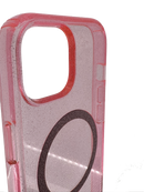Cover Mag Safe trasparente rosa glitter