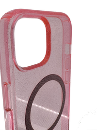 Cover Mag Safe trasparente rosa glitter