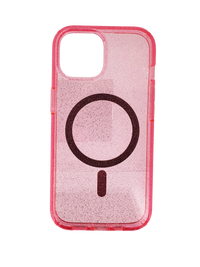 Cover Mag Safe trasparente rosa glitter