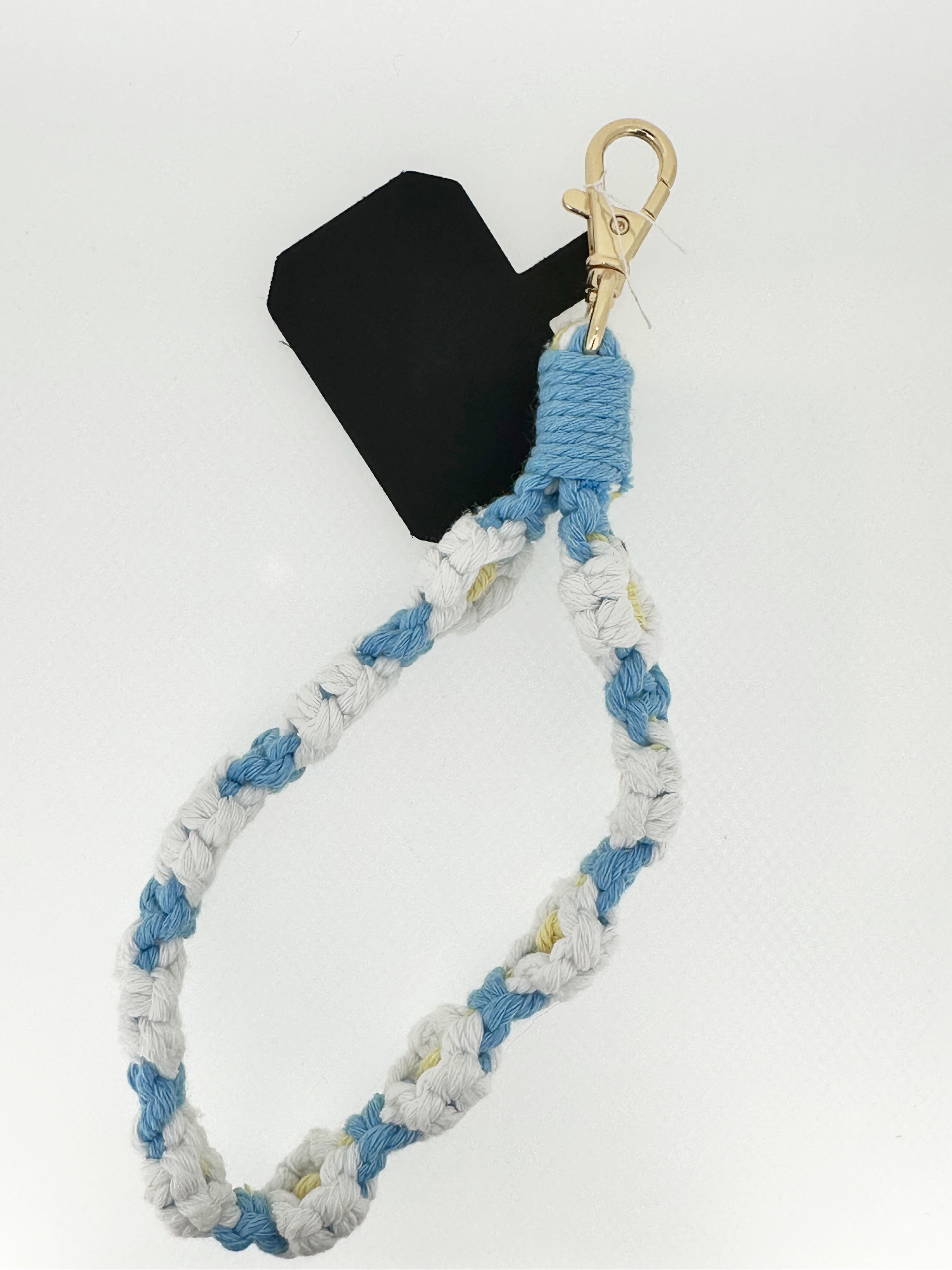 Bracciale porta telefono uncinetto azzurro